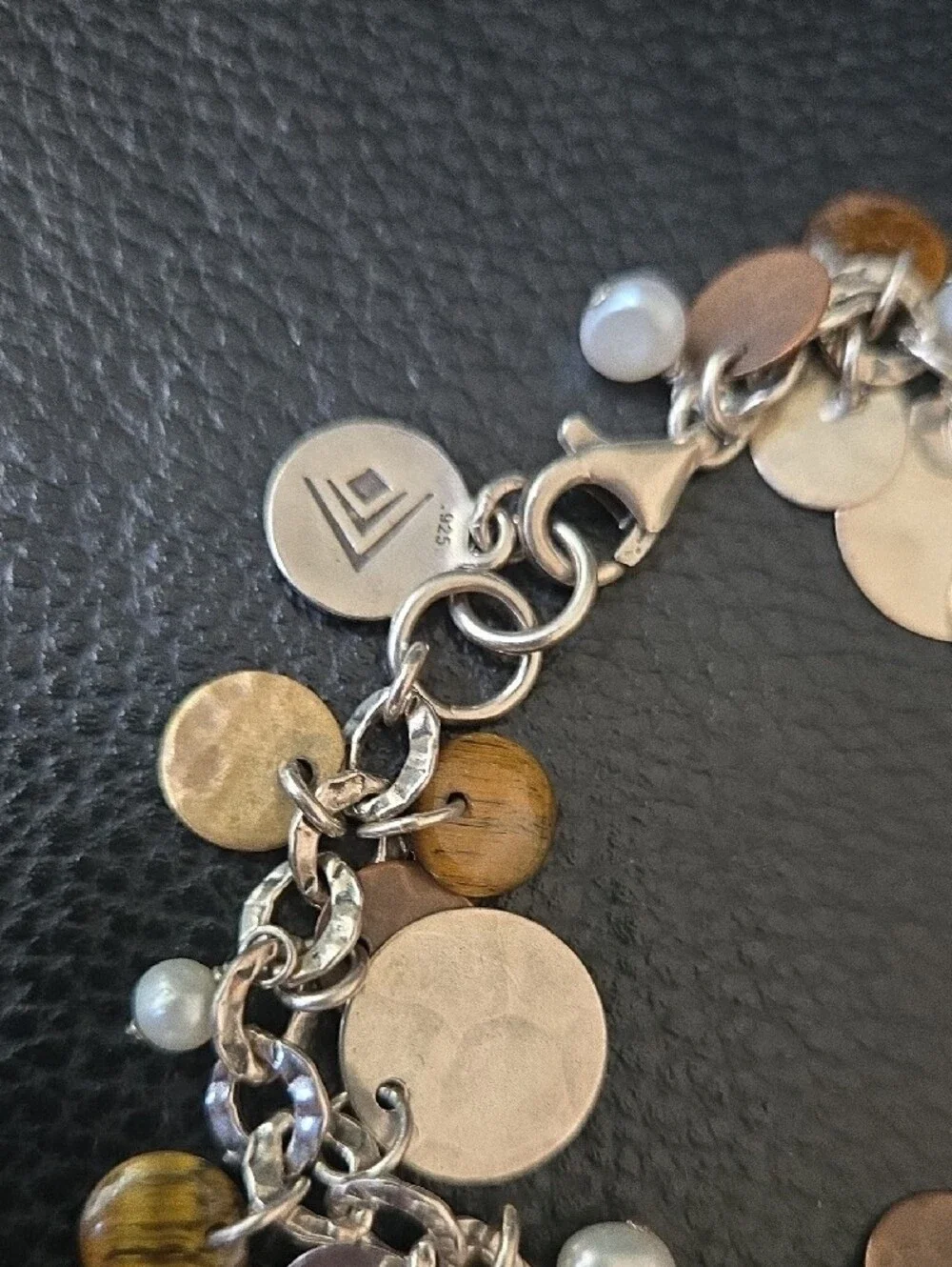 Silpada B1853 Mixed Metal Disc Charm Bracelet - Silver, Gold, Rose